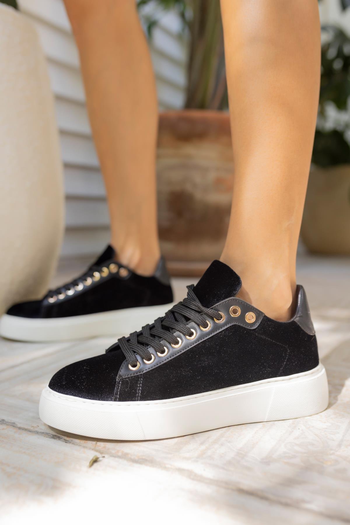 SANDY KADIN  KADIFE EVA TABAN SNEAKER SIYAH SUET 