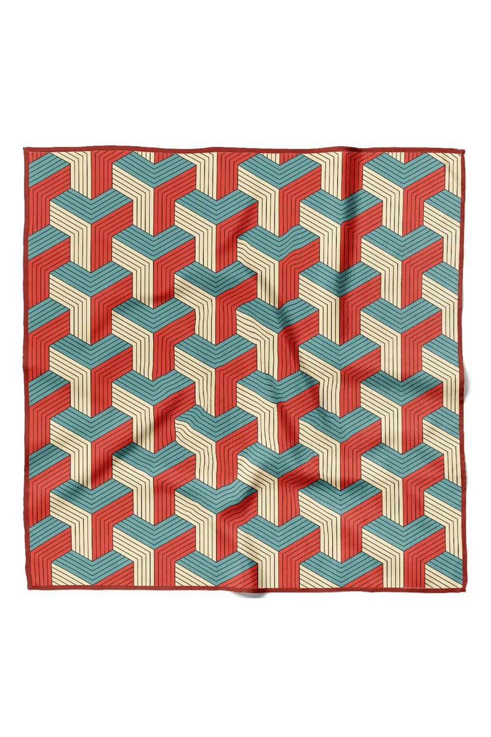 ModabutikKadın Geometric Desenli Bandana 50x50 Sarı Mavi