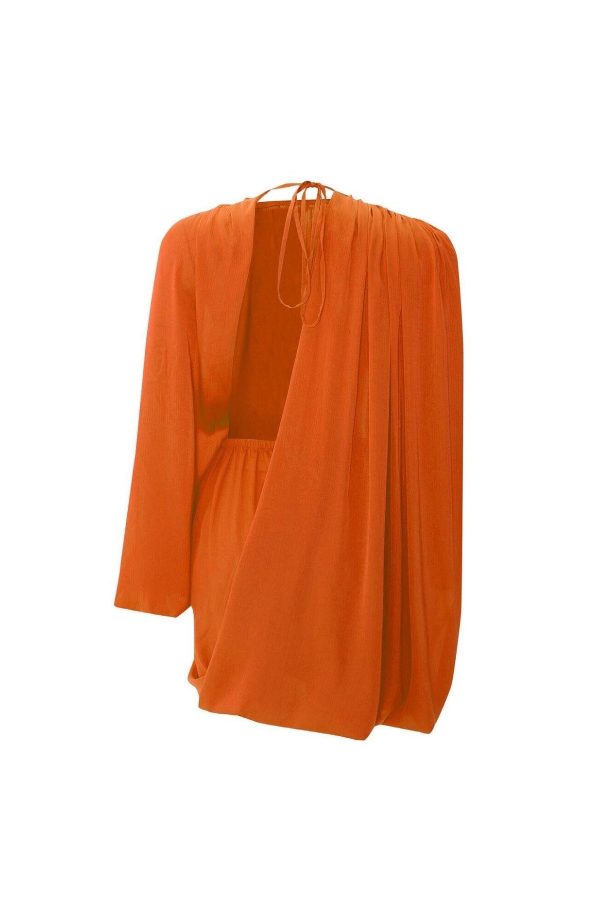 SPRING AFFAIRONE SHOULDER CAPE DETAILED MINI DRESS ORANGE