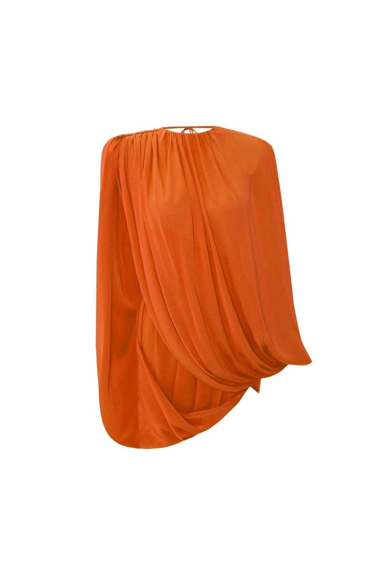 SPRING AFFAIRONE SHOULDER CAPE DETAILED MINI DRESS ORANGE