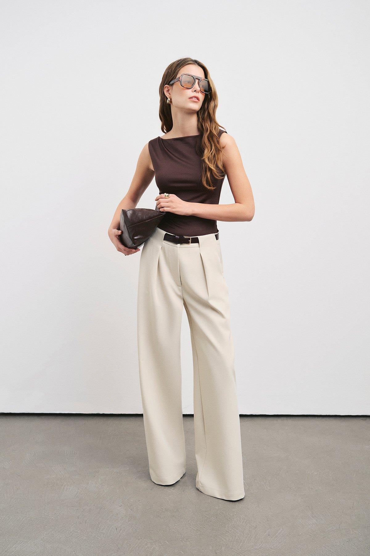 VATKALIKemerli straight fit pantolon