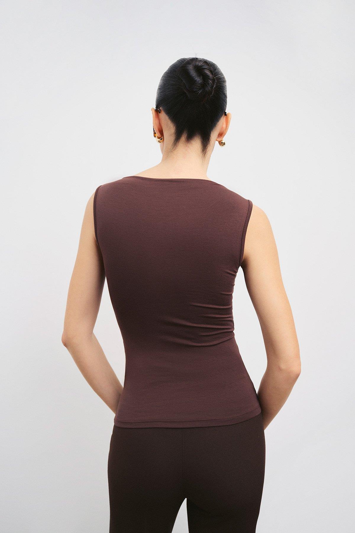 VATKALIÖnü düğümlü body kahverengi