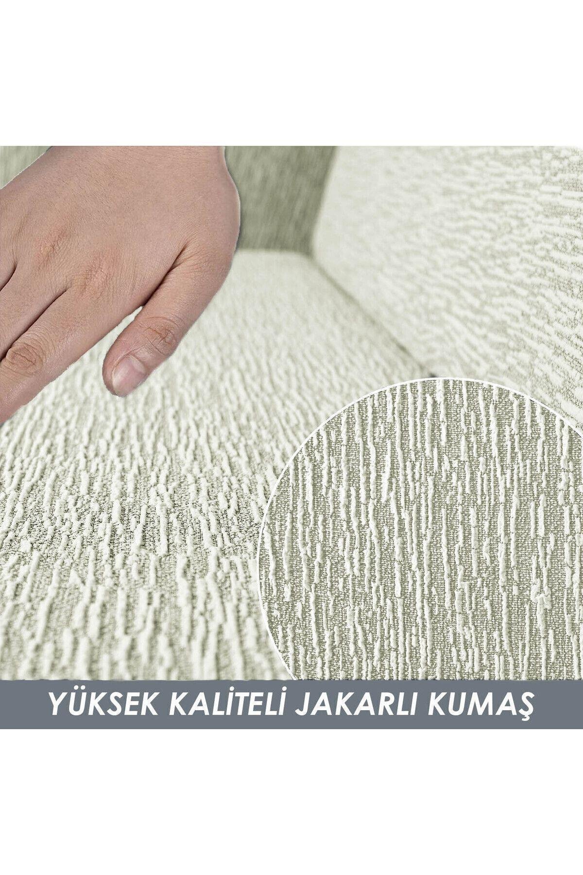 Jakarlı 3 3 1 1 Taş-gri Lastikli Kanepe Örtüsü | Lastikli Koltuk Örtüsü | koltuk kılıfı Takımı