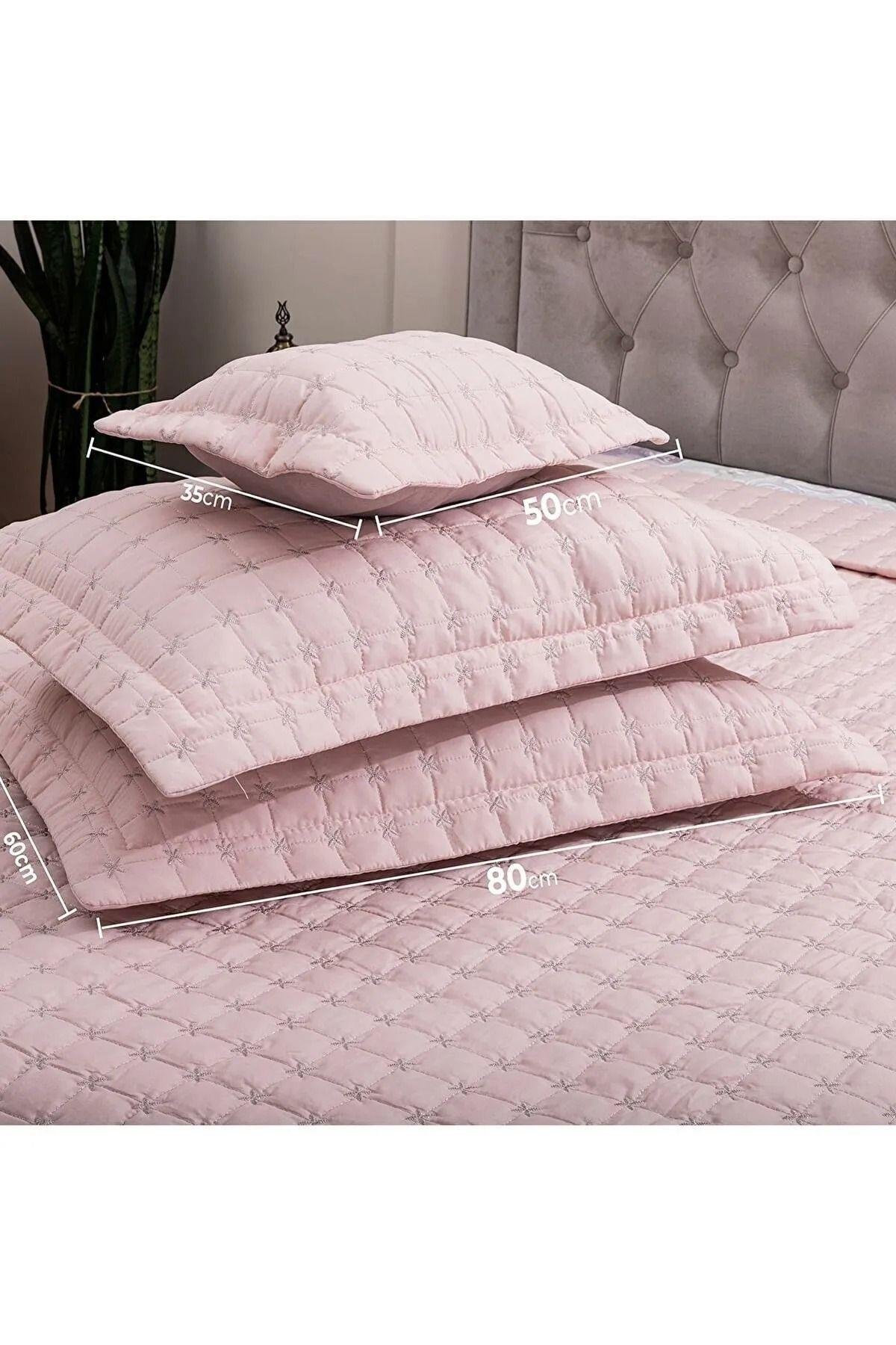Kaliteli Kapitone Çift Kişilik Yatak Örtüsü Seti ( Pembe )