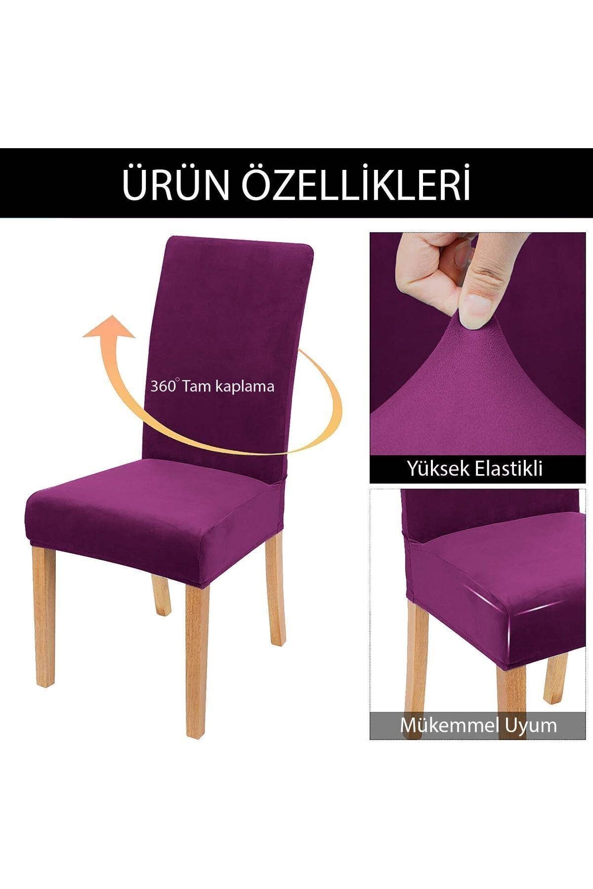 Kaliteli Likralı Kadife Sandalye Örtüsü Sandalye Kılıfı Mutfak Sandalye Örtüsü Sandalye Koruma 4lü