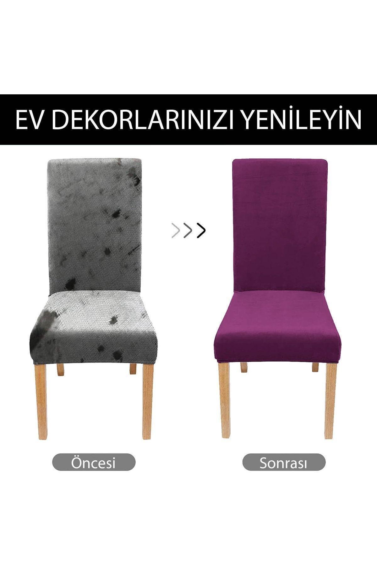 Kaliteli Likralı Kadife Sandalye Örtüsü Sandalye Kılıfı Mutfak Sandalye Örtüsü Sandalye Koruma 4lü