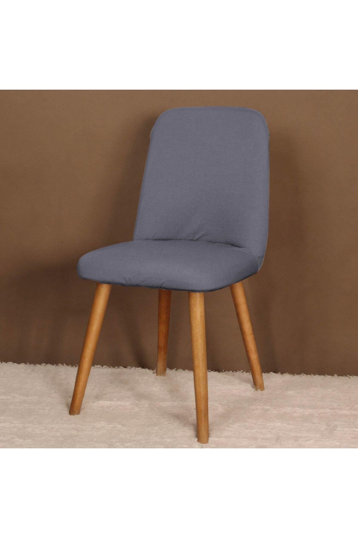 Likralı Oval Sandalye Kılıfı Yuvarlak sandalye Örtüsü Balpetek Gri