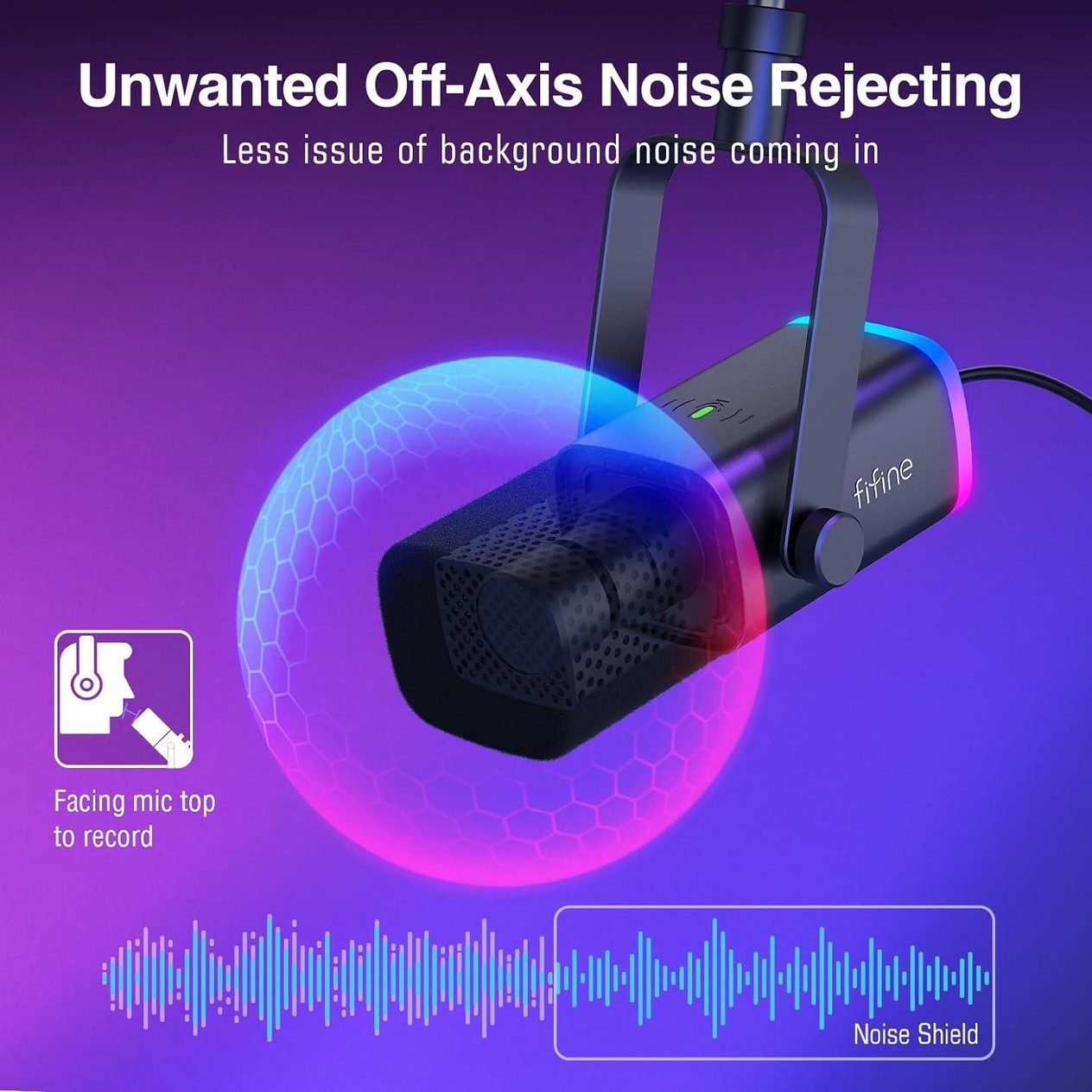 Fifine Ampligame AM8T Bilgisayar Oyuncu XLR USB RGB Dinamik Yayıncı Mikrofon Seti