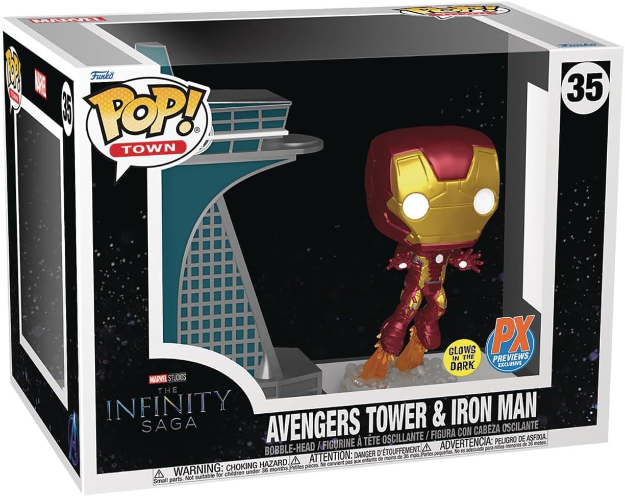 Funko Pop Town: Marvel The Infinity Saga Avengers Tower & Iron Man Glows İn The Dark