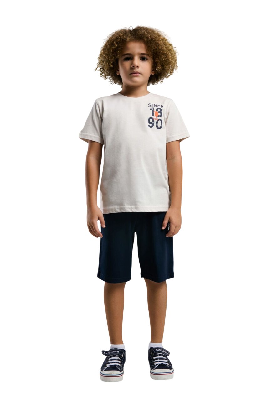 Erkek Çocuk Krem Bermuda Takım