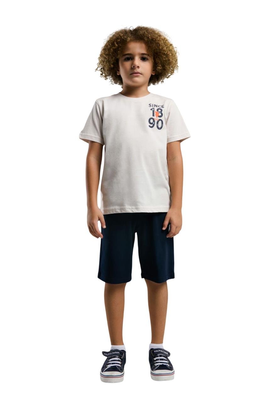 Erkek Çocuk Krem Bermuda Takım
