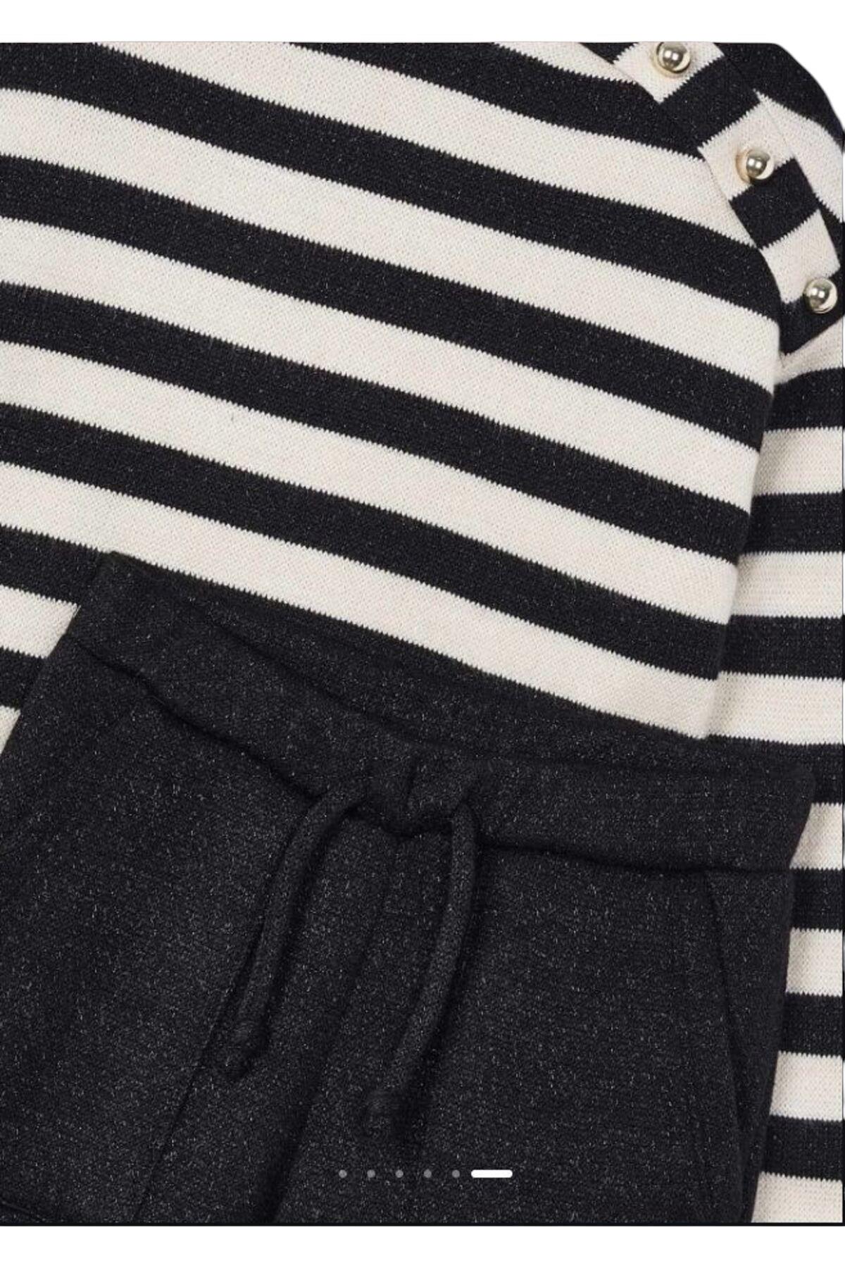 Kız Çocuk Çizgili Sweatshırt Pantolon Takım
