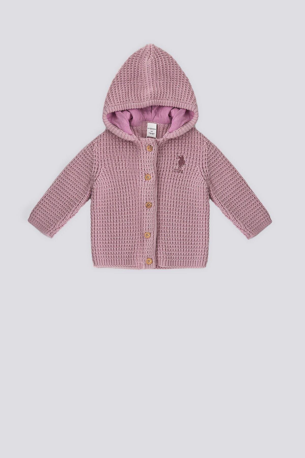 Pembe Kapüşonlu Bebek Bebek Hırka
