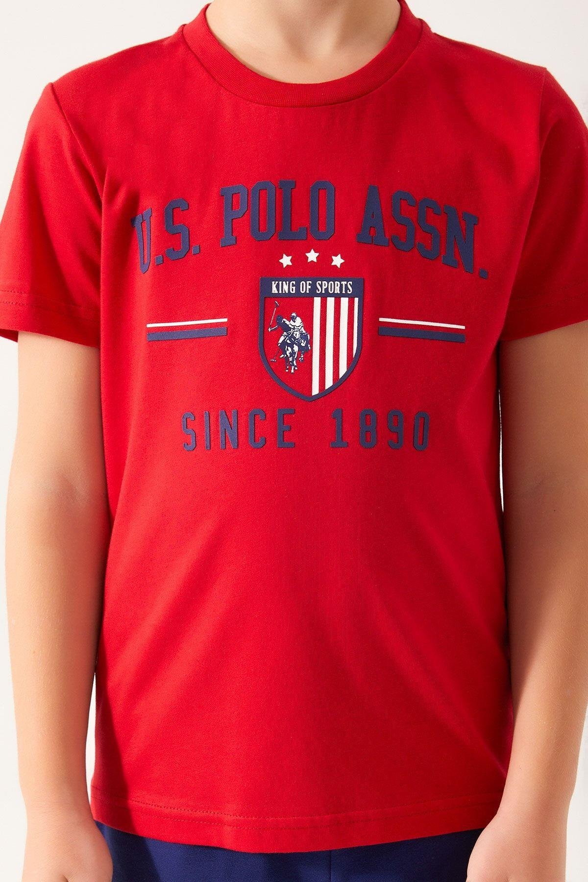 U.S. Polo Assn. Assn Team Crest Kırmızı Erkek Çocuk Bermuda Takım