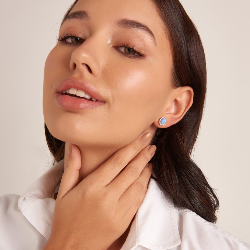 Opal Aşk Altın Küpe