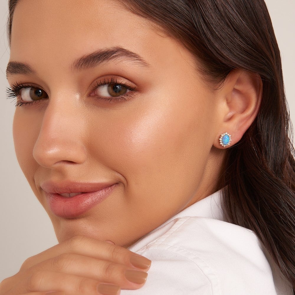 Opal Aşk Altın Küpe