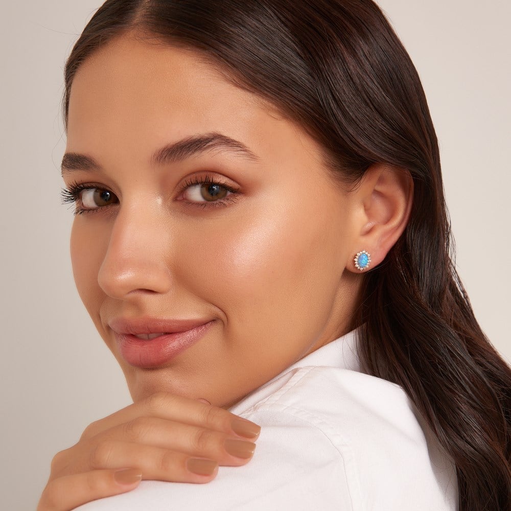 Opal Aşk Altın Küpe