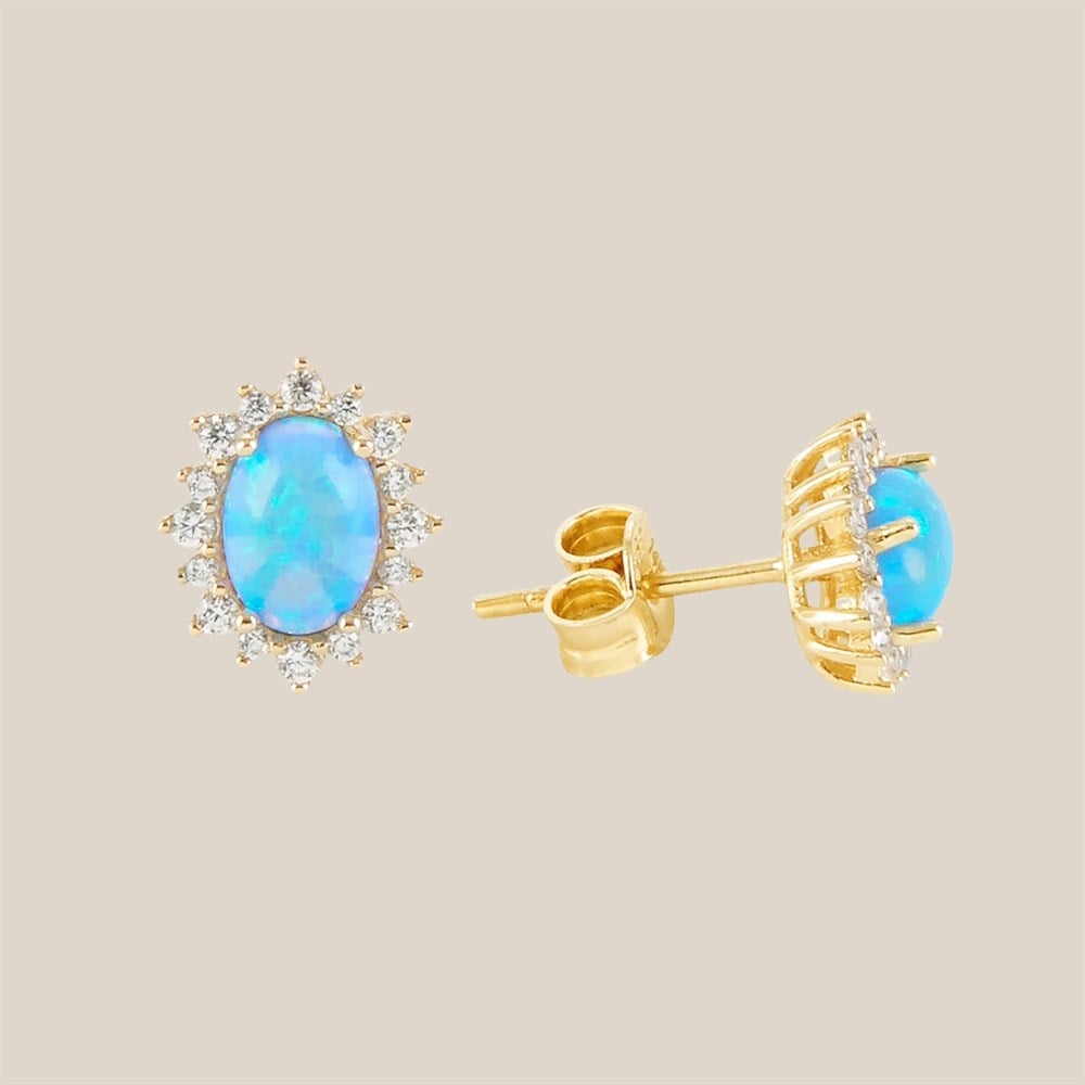 Opal Aşk Altın Küpe