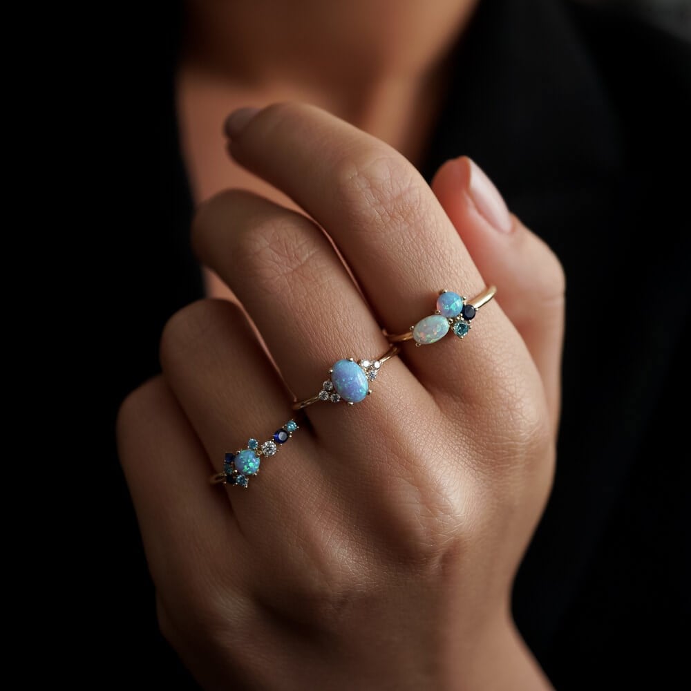 Opal Aşk Altın Yüzük