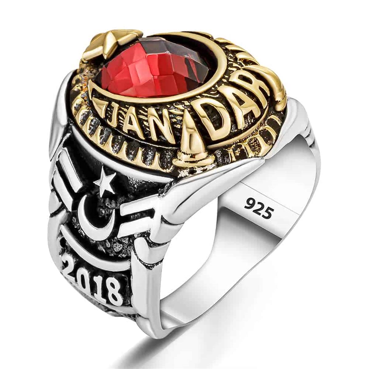Crescent and Star Patterned Gendarmerie Silver Ring