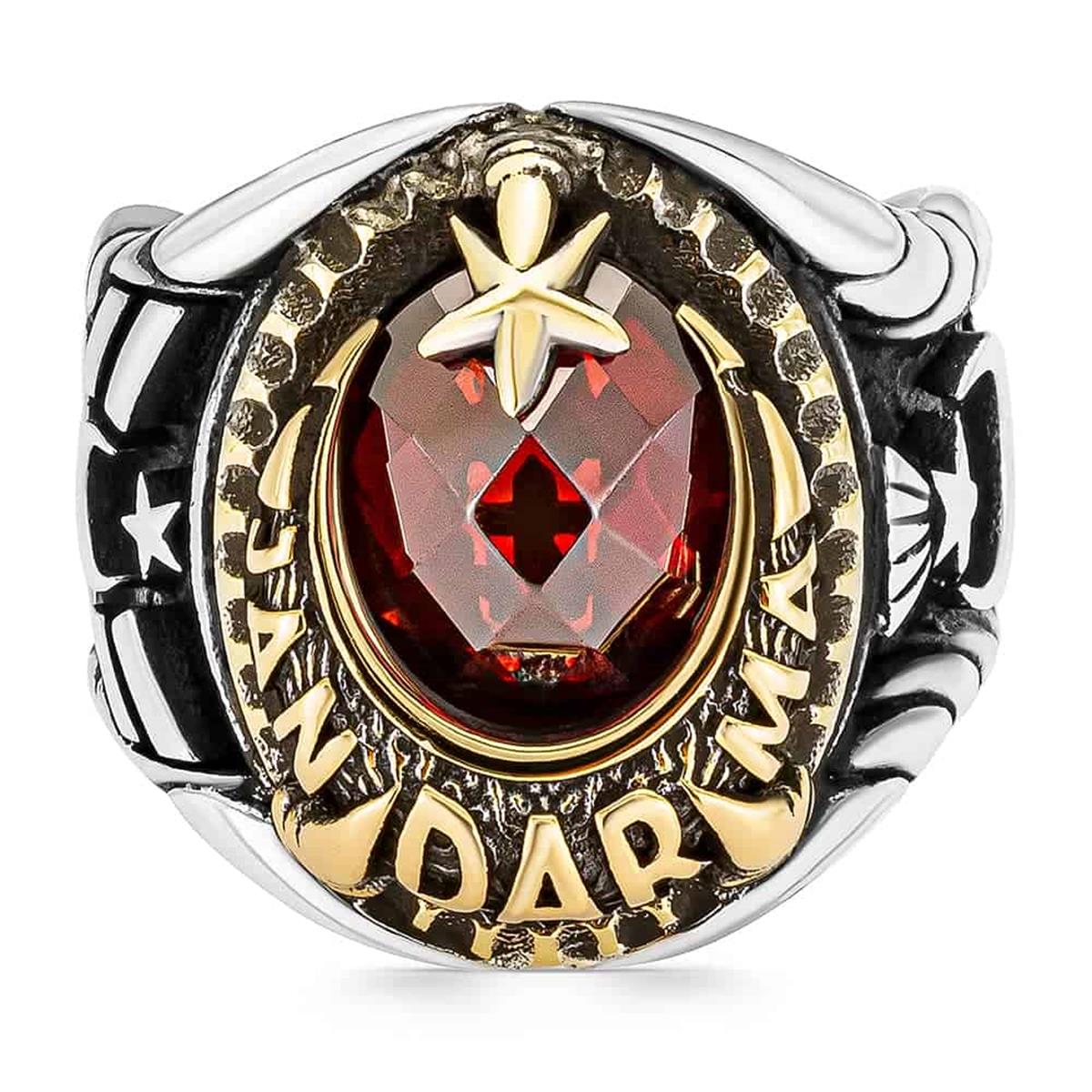 Crescent and Star Patterned Gendarmerie Silver Ring