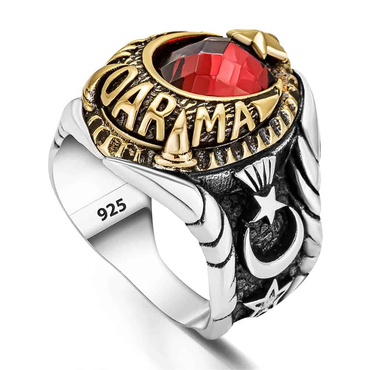 Crescent and Star Patterned Gendarmerie Silver Ring