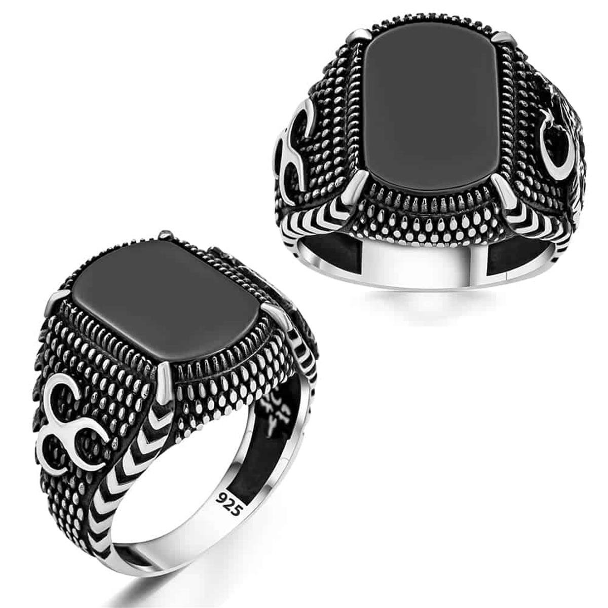 Gray Wolf Patterned Claw Silver Ring