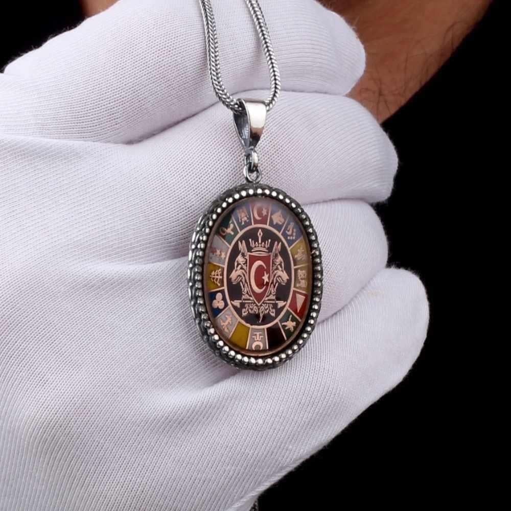 Çift Bozkurt 16 Türk Devleti Gümüş Yüzük & Kolye KombiniYüzük Kolye Kombinleri