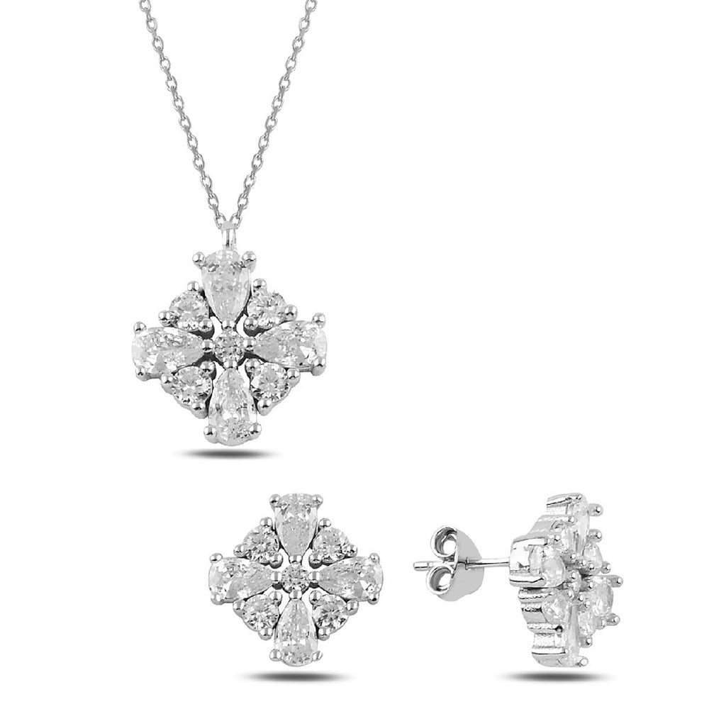Damla Taşlı Gümüş Set