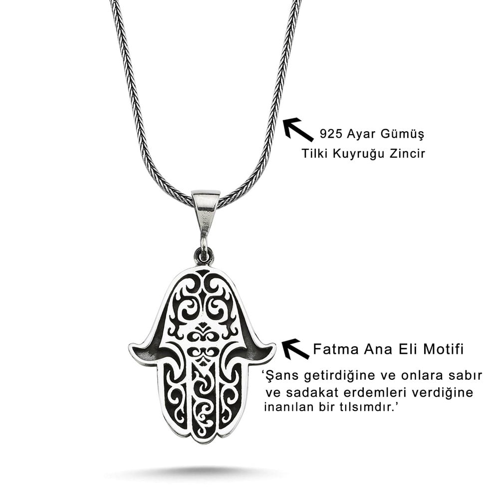 Fatma Ana Eli Gümüş Kolye