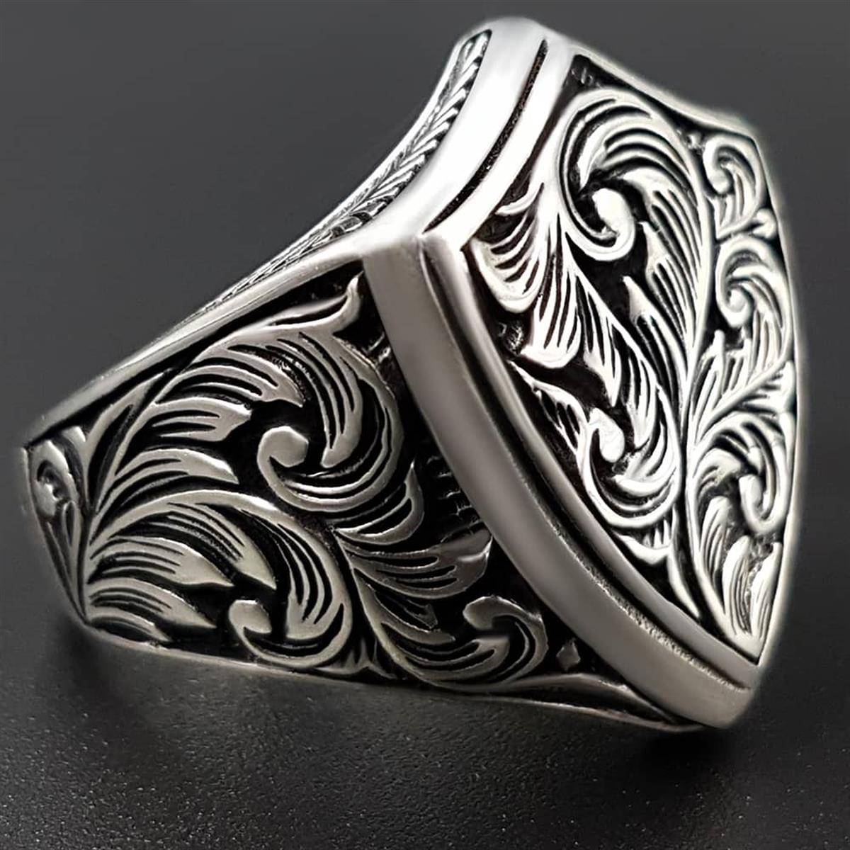 Shield Model Handcrafted Silver Ring