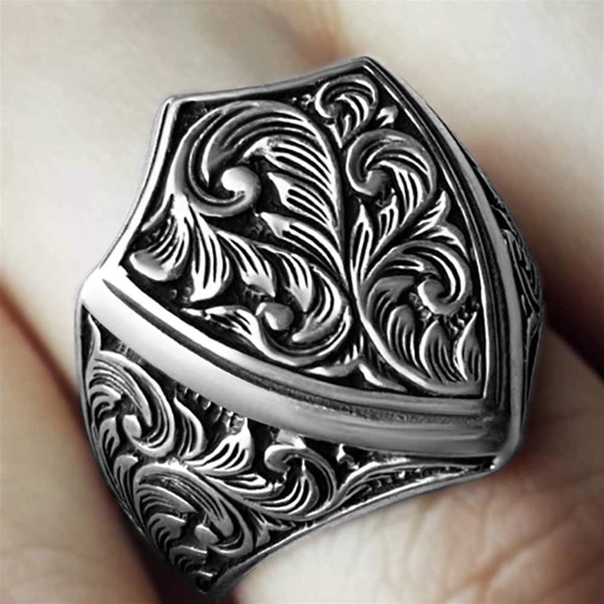 Shield Model Handcrafted Silver Ring