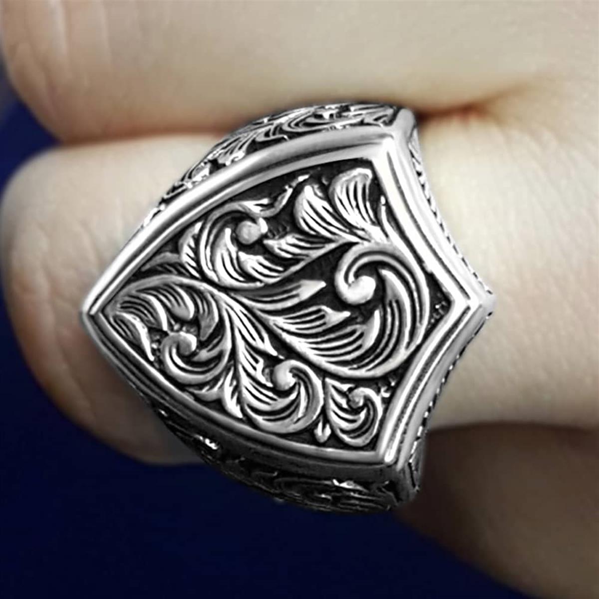Shield Model Handcrafted Silver Ring
