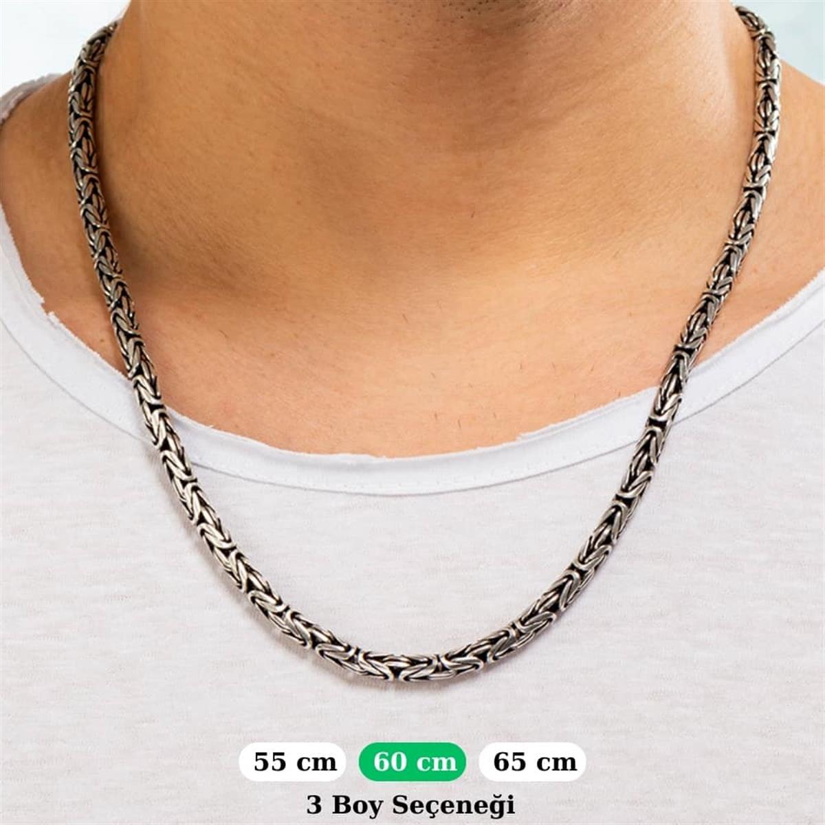Kare Kral Gümüş Kolye Zinciri 4.5mm