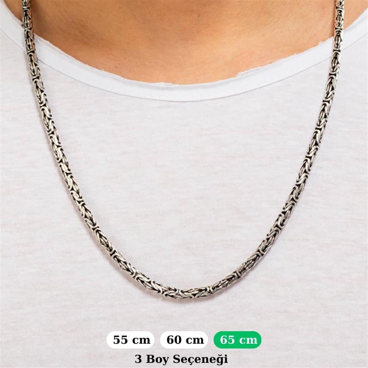 Kare Kral Gümüş Kolye Zinciri 4.5mm