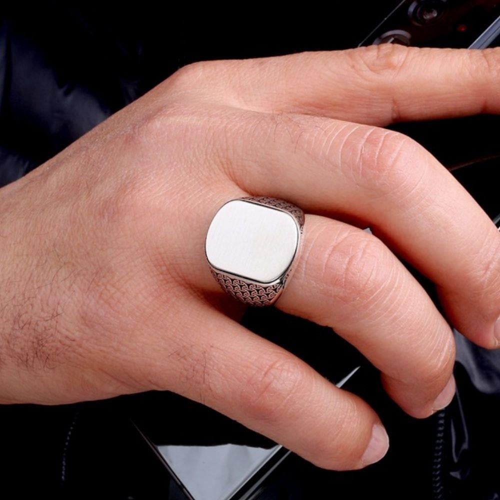 Sade Kasa Otantik Model Gümüş Erkek YüzükPlain Ring