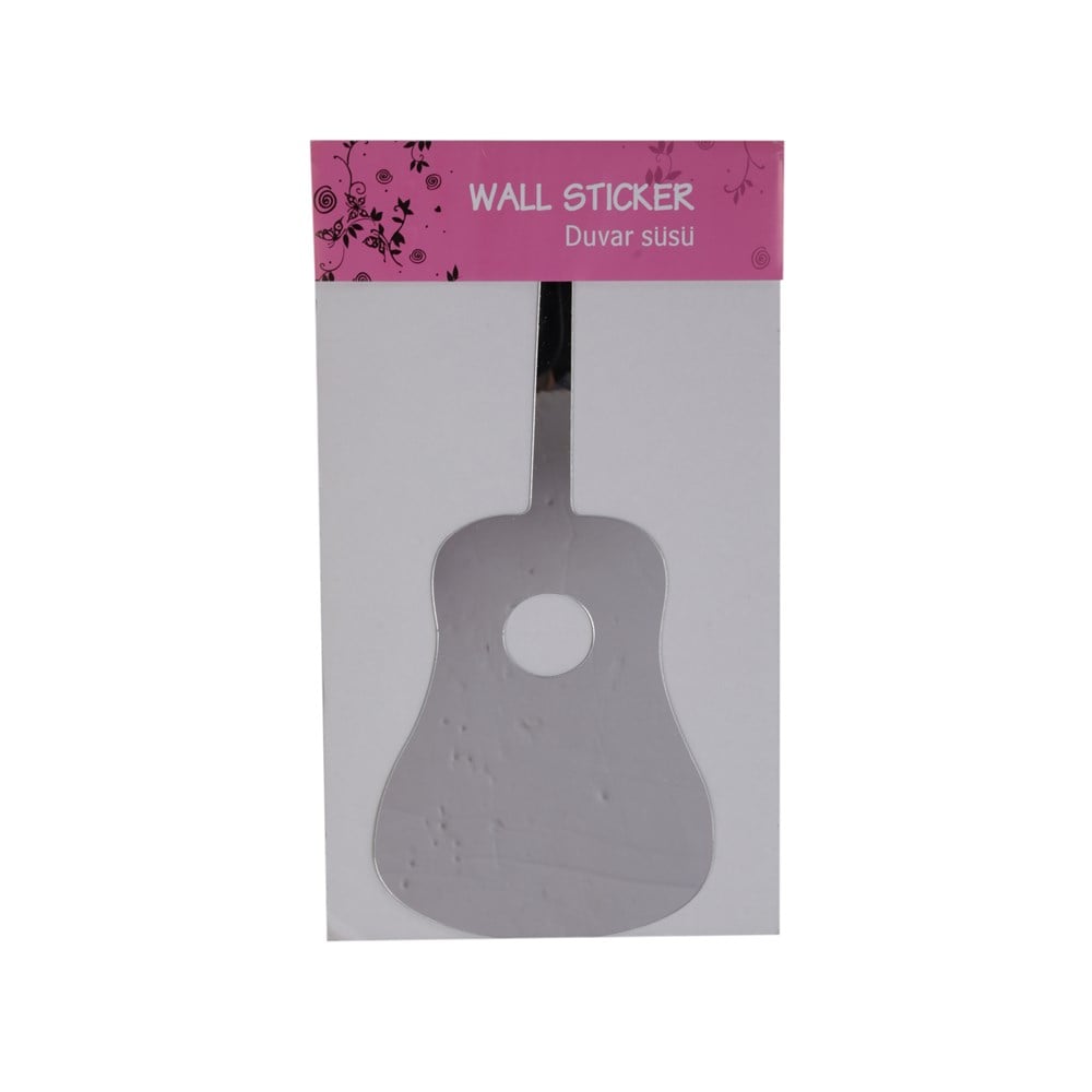 Aynalı Duvar Süsü (sticker) Gitar Şekilli 34x15x0,6cm