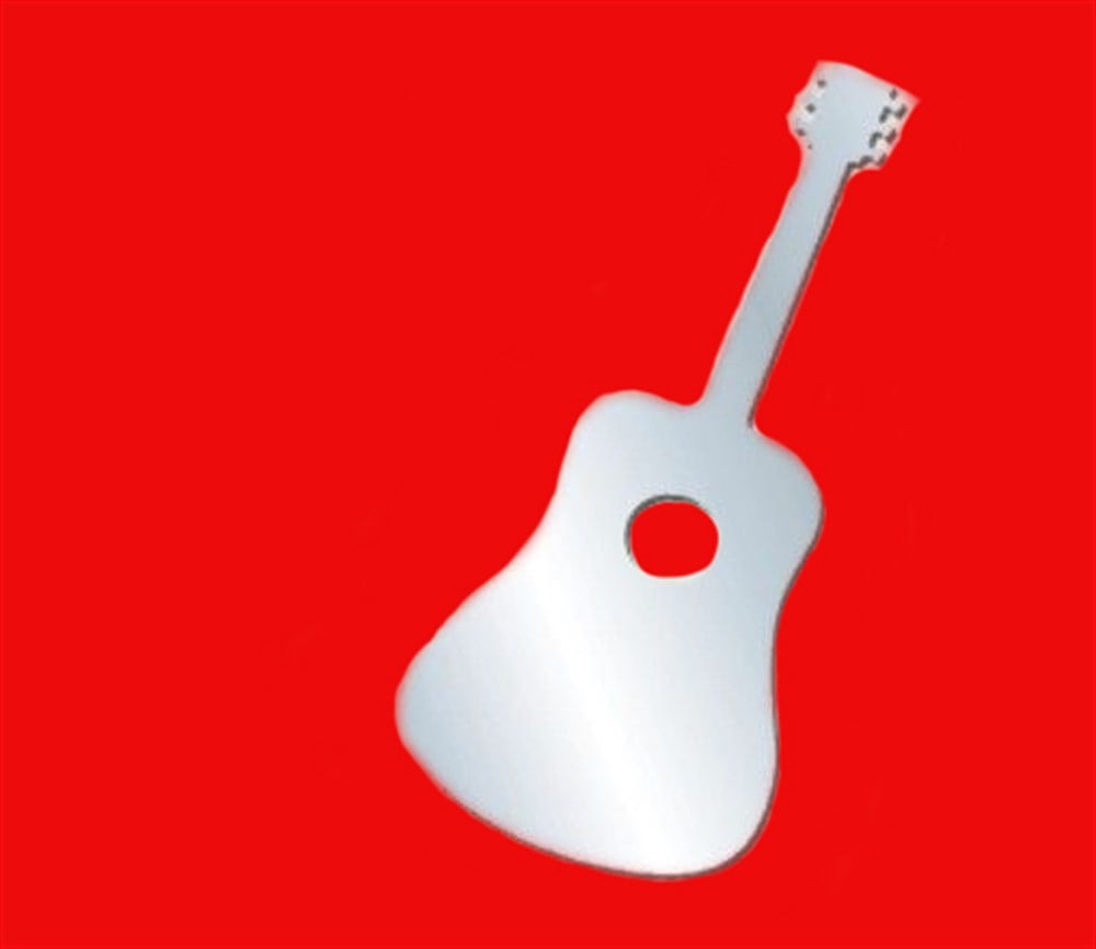 Aynalı Duvar Süsü (sticker) Gitar Şekilli 34x15x0,6cm