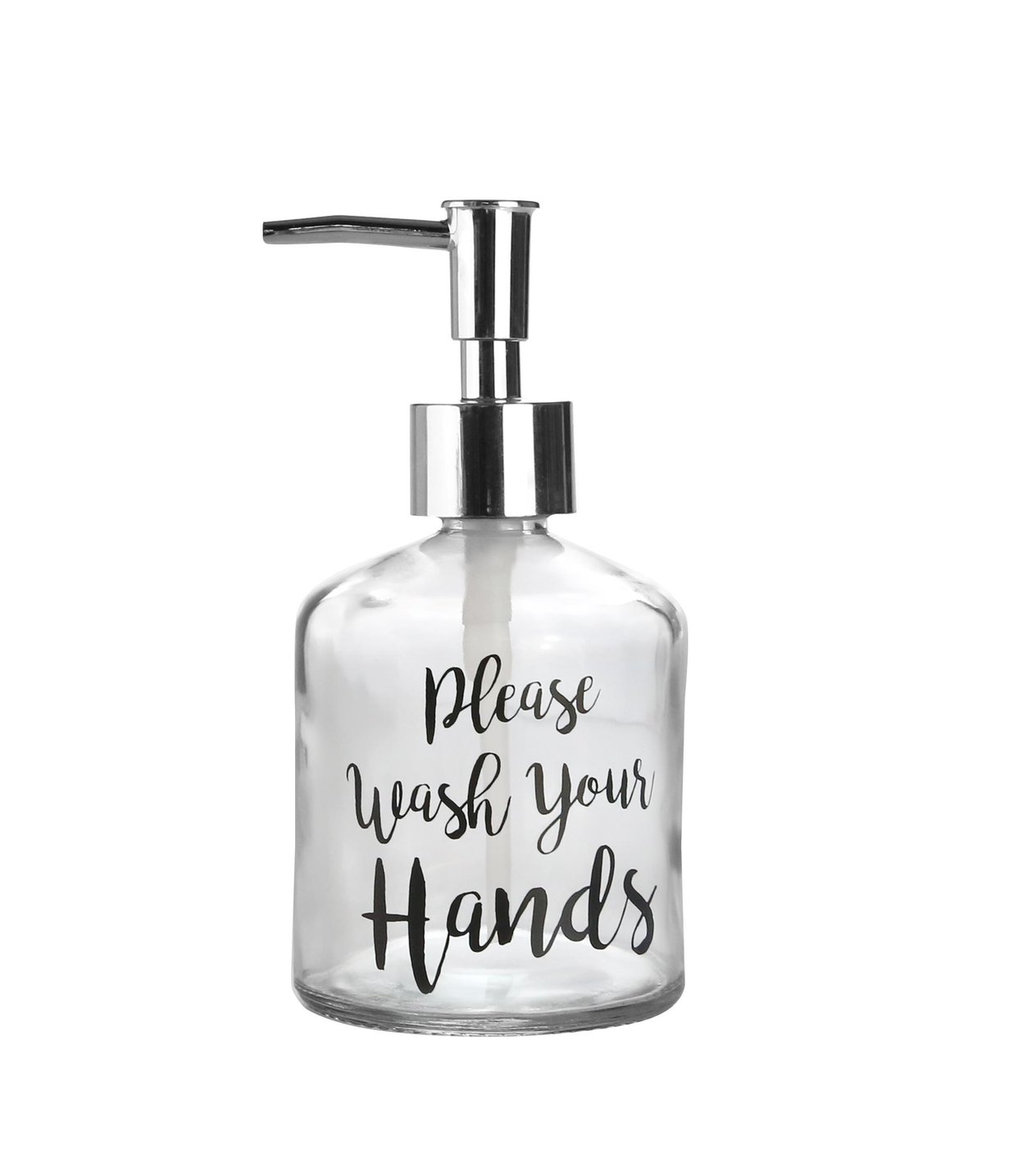 Cam Sıvı Sabunluk,Yazılı Model 300Ml Banyo Seti  7,6X15,5Cm