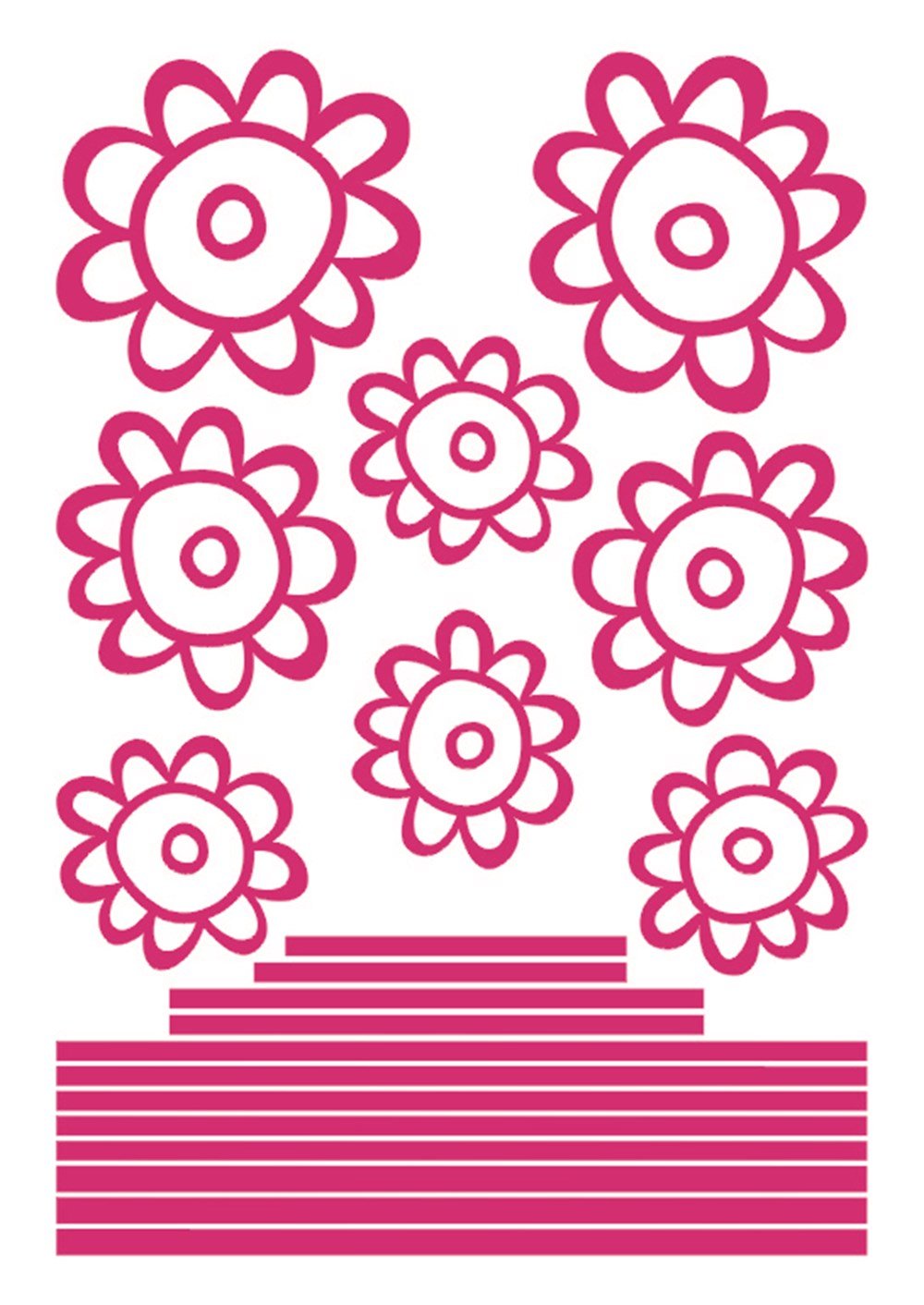 Duvar Süsü (Sticker) Pembe Papatyalı Şeffaf Filmli Pvc 48x33x0,5cm