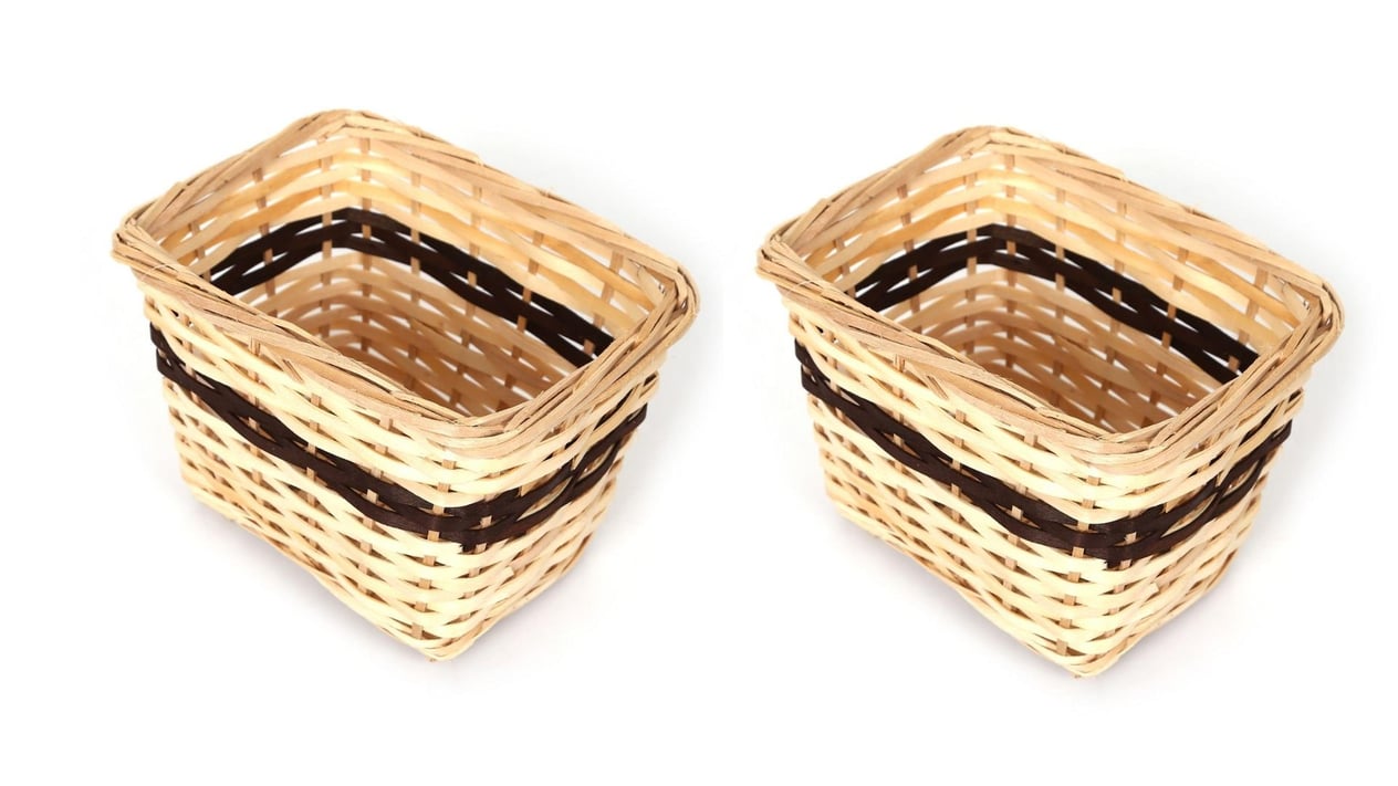 Hasır Sepet 2 Adet Orta Boy 21X14,5X14,7Cm 
