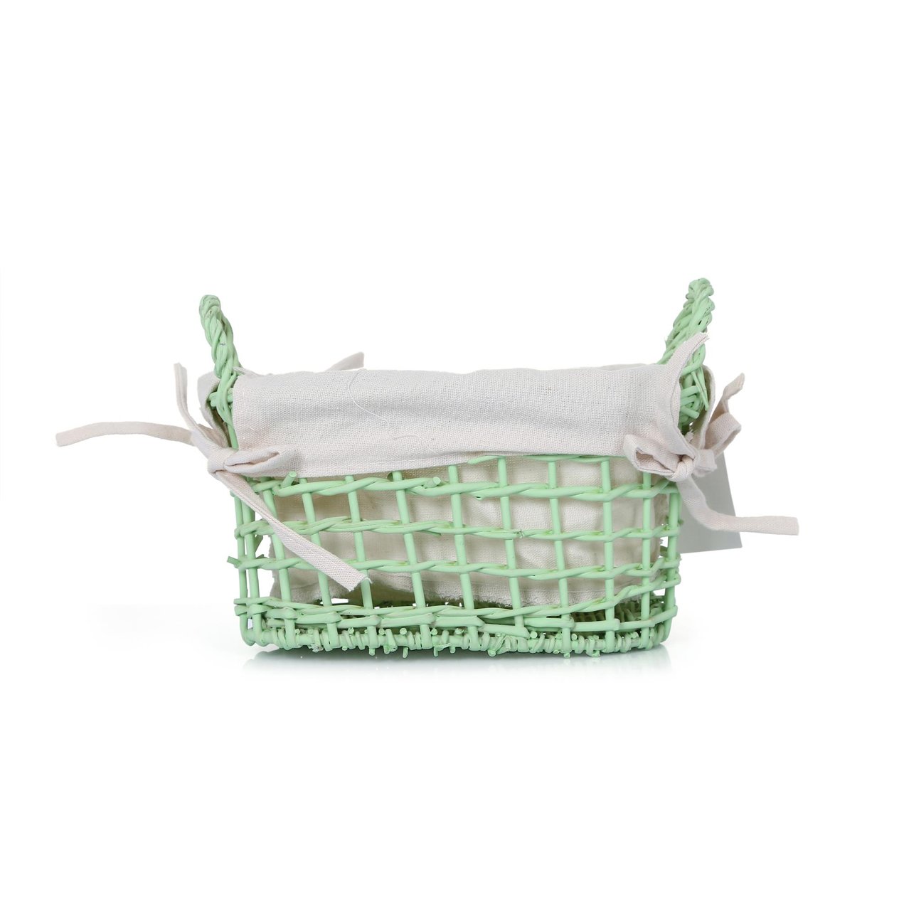 Hasır Sepet Oval Şekilli İçi Kumaşlı Yeşil 23X13X12Cm