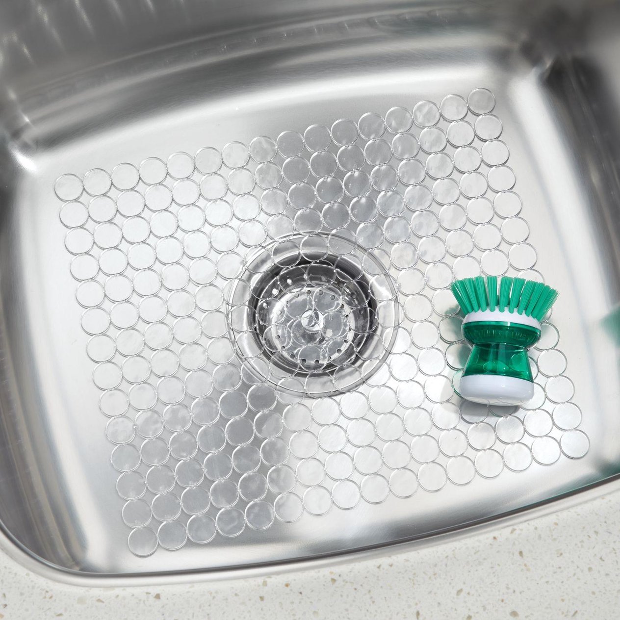 Lavabo İçi Kaydırmaz Ve Bulaşık Kurutmalık Şeffaf Damlalı 27X31X0,8Cm
