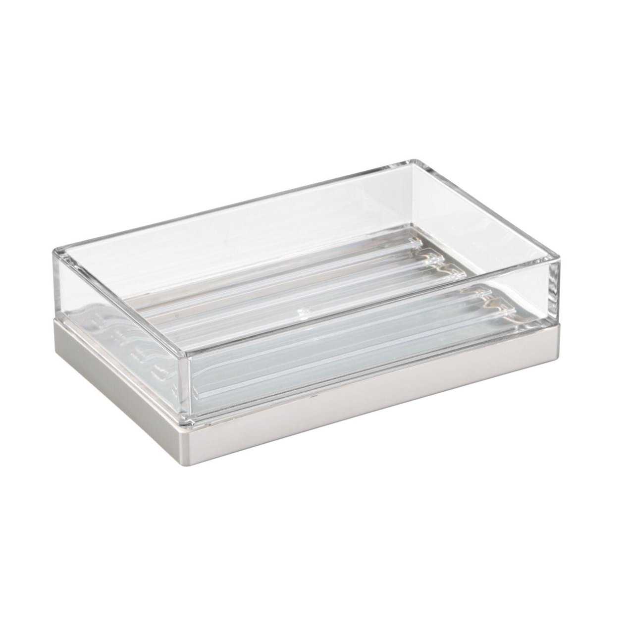 Sabunluk Modern Gümüş Tasarımlı Akrilik 12X8X3Cm