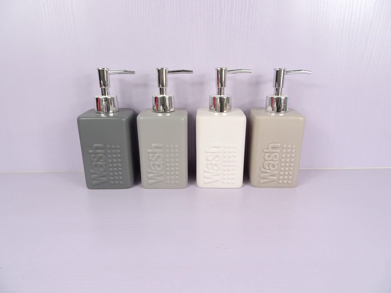 Seramik Sıvı Sabunluk Koyu Bej Modern 7X7X17Cm 300Ml Banyo Seti  