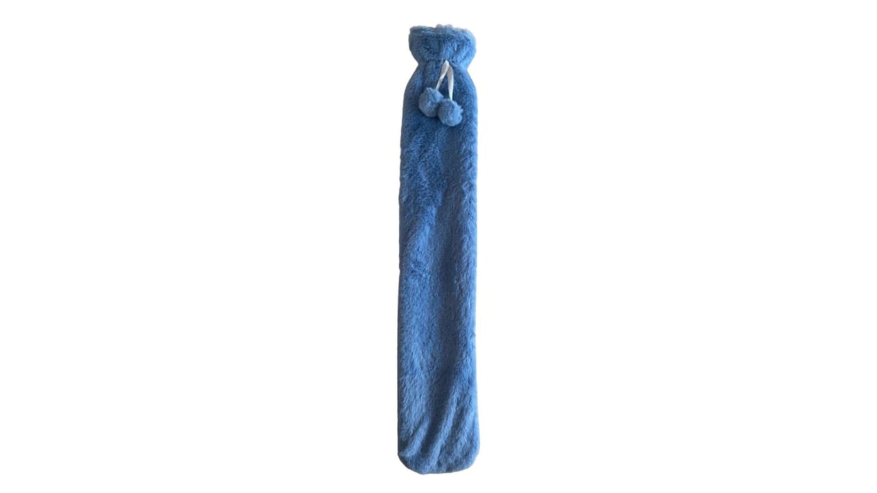 Sıcak Su Torbası 2 Adet,Boyun Ve Omuz Icın  Uzun Peluş Mavi Ponponlu 2Lt Termofor 75X13Cm