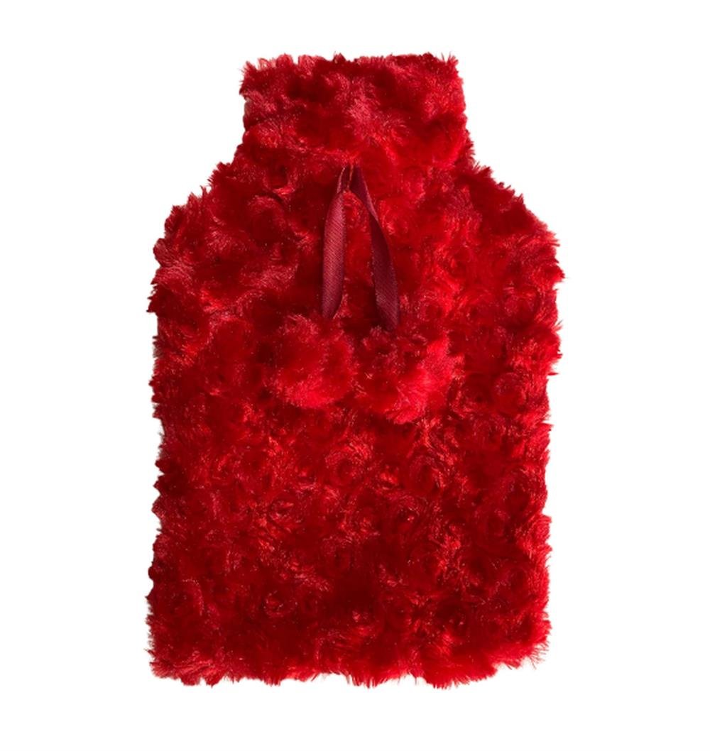 Sıcak Su Torbası Kırmızı Renkli,Ponponlu Termofor 26x17x2cm 1 Litre