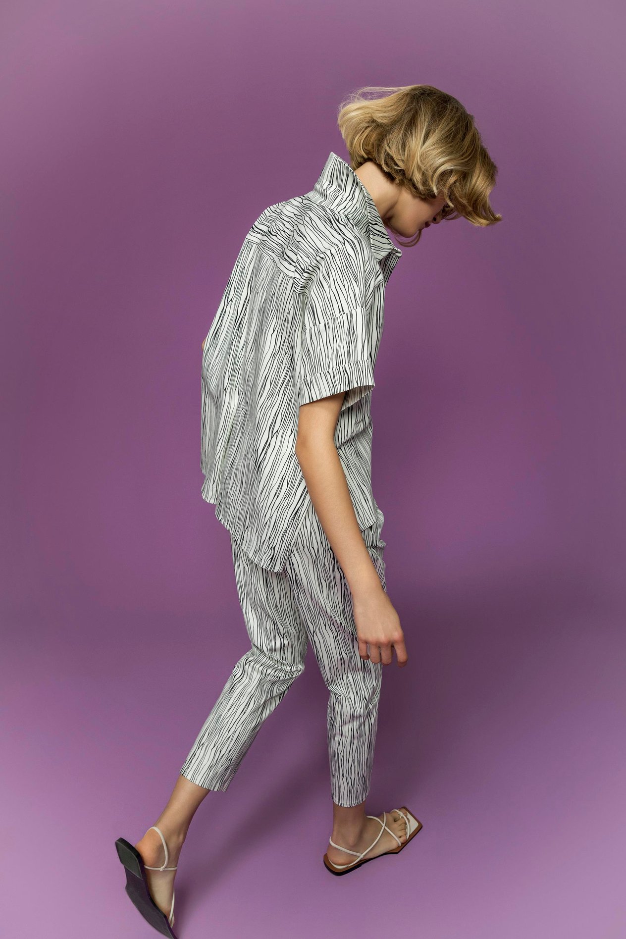 Kameya 20226 Ekru-Siyah Pantalon