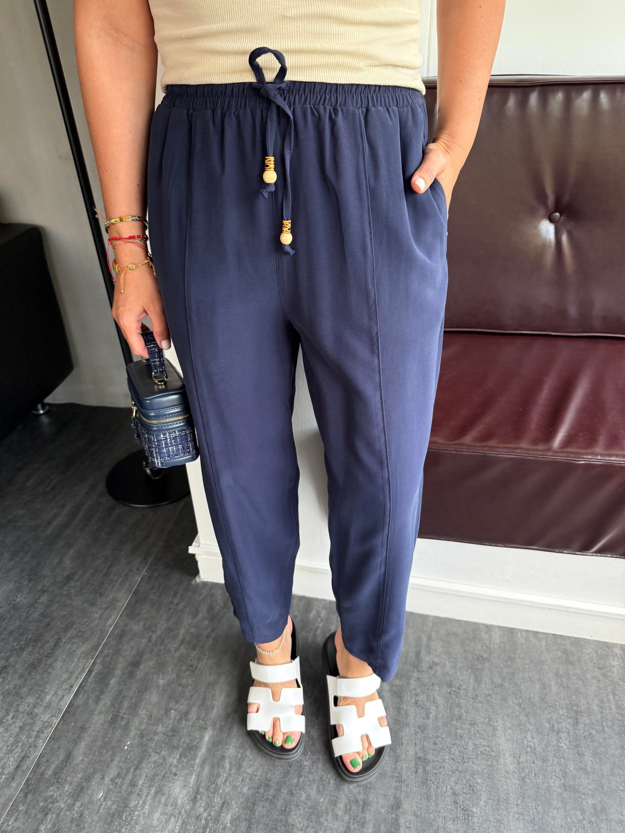 Beli Lastikli , Binici Model , Lacivert , Tencel Pantolon