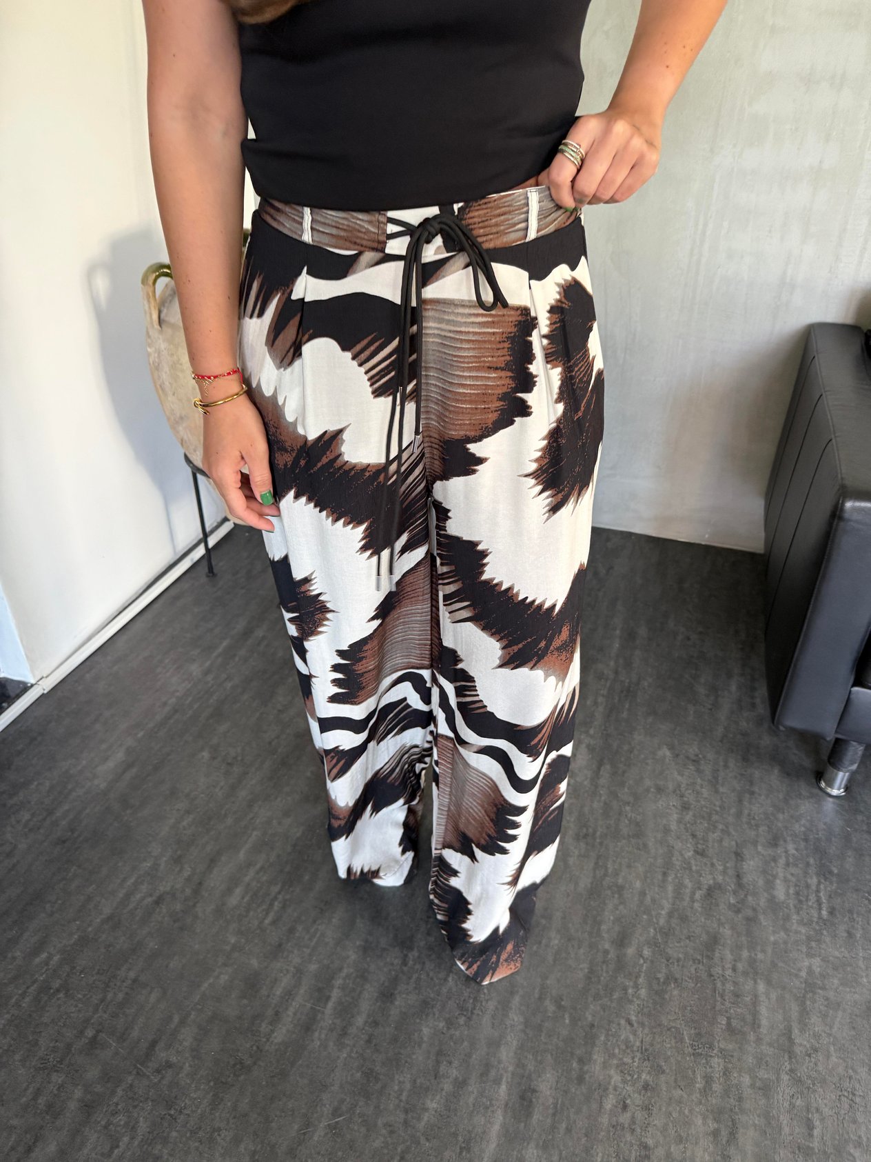 Kahve & Siyah Batik Desenli , Beli Lastikli Pantolon
